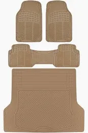 Photo 3 of BDK Proliner All Weather Rubber Auto Floor Mats and Trunk Cargo Liner - Front & Rear Heavy Duty Set Fit for Car SUV Van and Truck, , Beige** not exact photo**