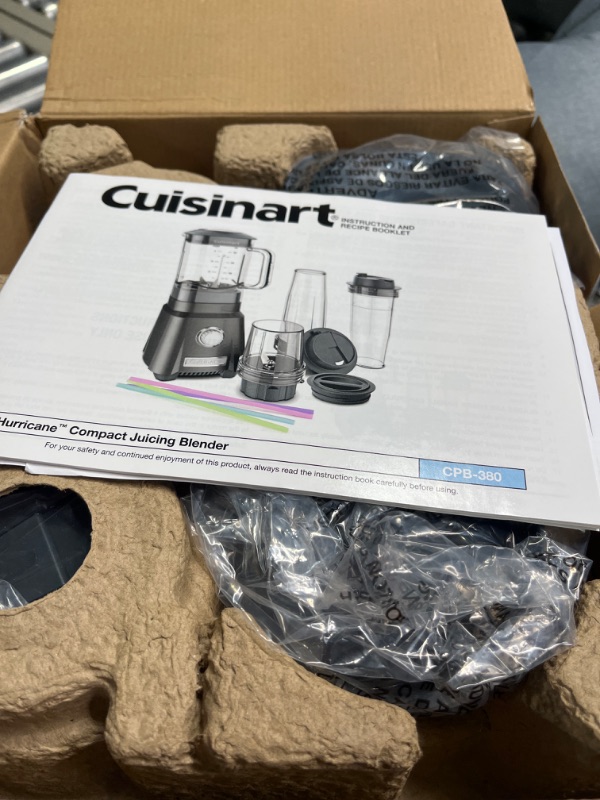 Photo 2 of ** PARTS ONLY** NO BLENDER MOTOR !! ** Cuisinart CPB-380 Hurricane Compact Juicing Blender attachments , Gunmetal