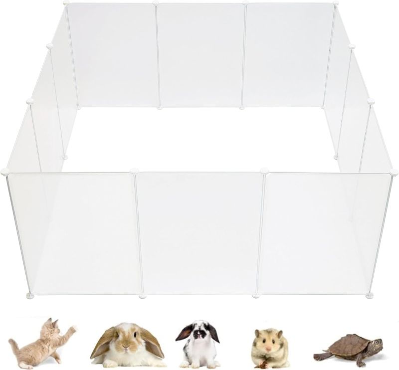 Photo 1 of allisandro Clear Small Pet Playpen, Transparent Pet Pen for Home, Foldable Divider Fence for Guinea Pigs, Bunny, Rabbit, Turtle, Hamster, Ferret, Rat, 12 Panels,