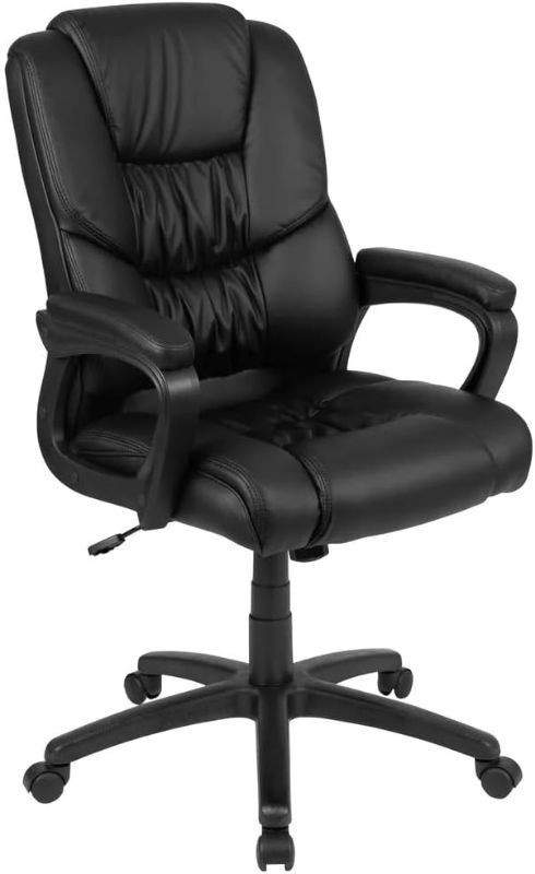 Photo 1 of *Similar Item* Swivel LeatherSoft Office and Gaming Chair, Ergonomic Office Chair with Padded Armrests and Adjustable Height, Black