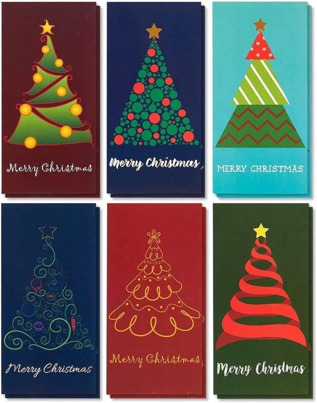 Photo 1 of Best Paper Greetings 36-Pack Merry Christmas Holiday Greeting Card - Xmas Money and Gift Card Holder Cards in 6 Christmas Tree Designs, Bulk