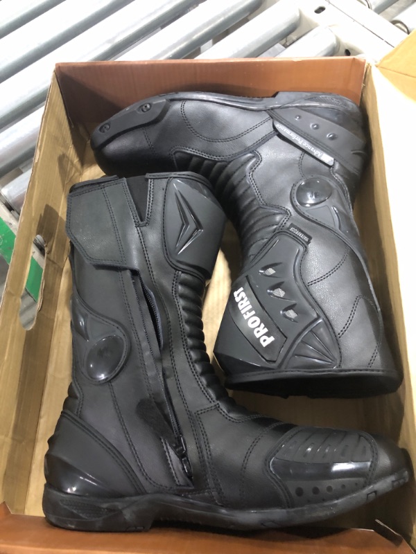 Photo 3 of PROFIRST Motorbike Leather Boots Motorcycle Waterproof Motorbike Shoes Armored Boot Protection Anti Slip Racing Sports 12 Black