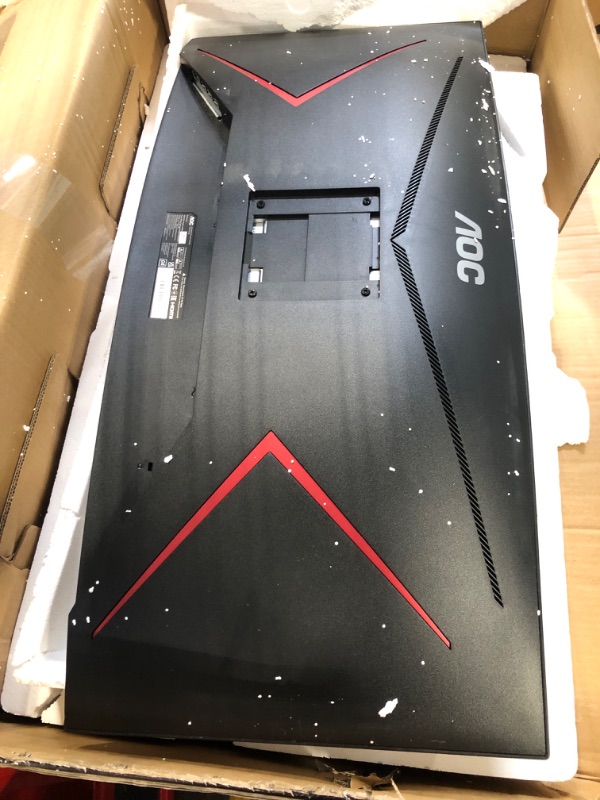 Photo 3 of ***DAMAGED SCREEN/ SOLD AS PARTS***AOC CU34G2X 34" Curved Frameless Immersive Gaming Monitor, UltraWide QHD 3440x1440, VA Panel, 1ms 144Hz Adaptive-Sync, Height Adjustable, 3-Yr Zero Dead Pixels, Black/Red
