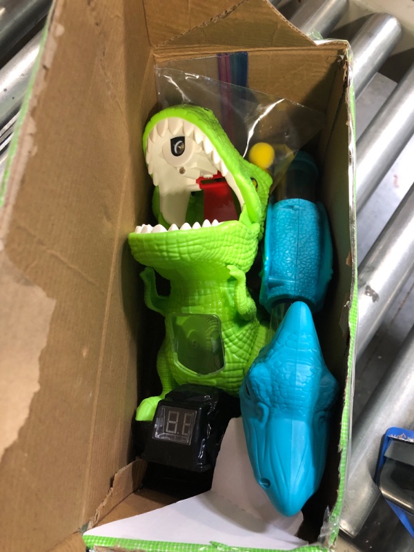 Photo 2 of Babyhome Movable Dinosaur Shooting Toys for Kids 3 4 5 6 7+ Years, Tyrannosaurus Target with Water Mist Spray and Pterosaur Air Pump Foam Blaster(Green)