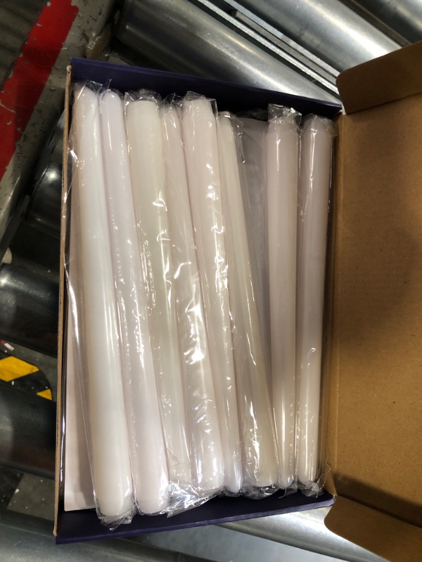 Photo 2 of 20 Packs Ivory Taper Candles 10 Inch Tall Unscented Dripless Dinner Candlesticks for Wedding Party Home - 8 Hour Burn Time
