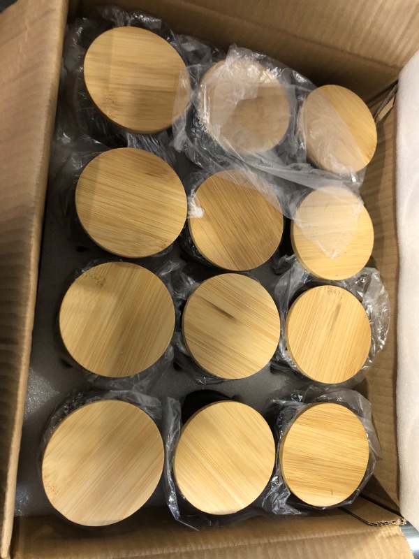 Photo 2 of 12 Pack Glass Candle Jars for Making Candles, 10 OZ Empty Candle Tins with Bamboo Lids, Bulk Clean Candle Containers Wholesale Candle Glass - Frosted Brown