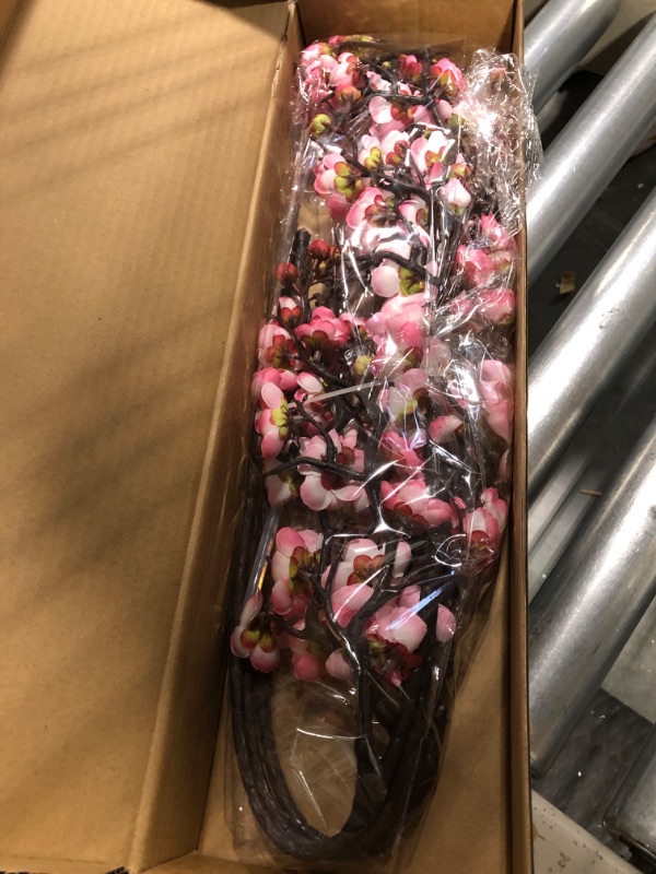 Photo 1 of cn-Knight 3pcs Artificial Cherry Blossom Branches,37 Inch Long Stem Silk Plum Blossom with Buds,Realistic Japanese Apricot for Home Décor Centerpiece Wedding Bouquet,Pink Pink 3pcs 37'' H