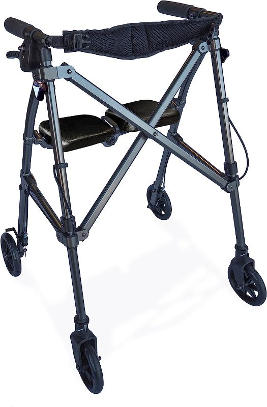Photo 1 of *Similar Item*  Able Life Space Saver Rollator, Lightweight Folding Mobility Rolling Walker for Seniors and Adults, Locking Brakes, and Padded Seat with Backrest, Black