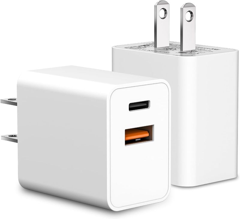 Photo 1 of 2-Pack USB C Charger Block,Cysfakun 20W PD Fast Charger, Dual Port Plug Type C Charger Compatible for New Apple Watch Series 8 7 6, iPhone 15/14/13/12/11/Pro Max, Samsung Galaxy and More