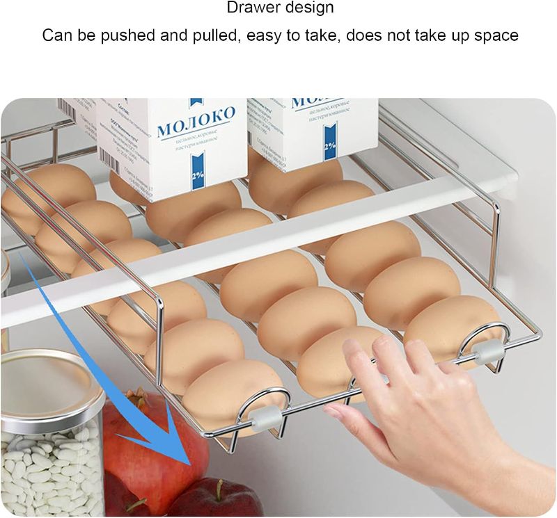 Photo 3 of 
Drawer Egg Holder Stainless Steel Refrigerator Egg Rack Drawer Type Egg Storage Container Holder Household Supply *Used** 