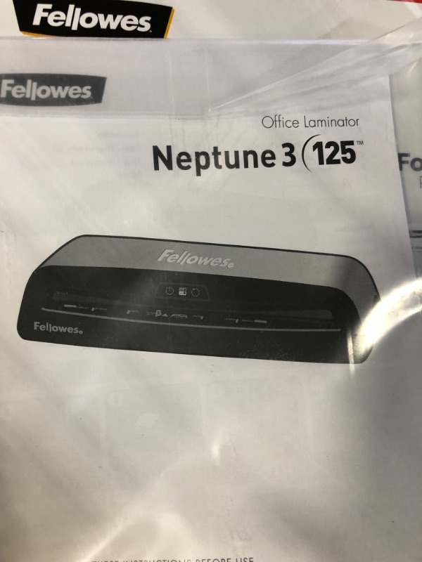 Photo 3 of Fellowes Neptune3 125 Laminator with Pouch Starter Kit, Black/Silver