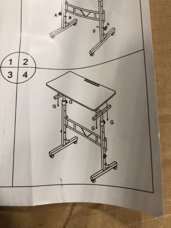 Photo 3 of Standing Desk Adjustable Height, Mobile Stand Up Desk with Wheels Small Computer Desk Rolling Desk, Portable Laptop Desk Standing Table Sit Stand Home Office Desks 16"x31.5" Height 27"-43.5" Brown