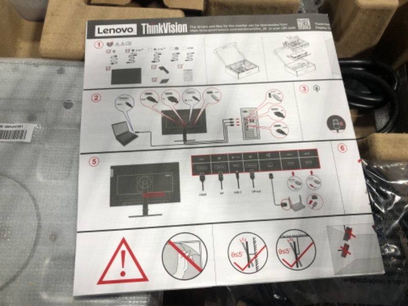 Photo 3 of Lenovo ThinkVision E24q-20 23.8" WQHD WLED LCD Monitor - 16:9 - Raven Black