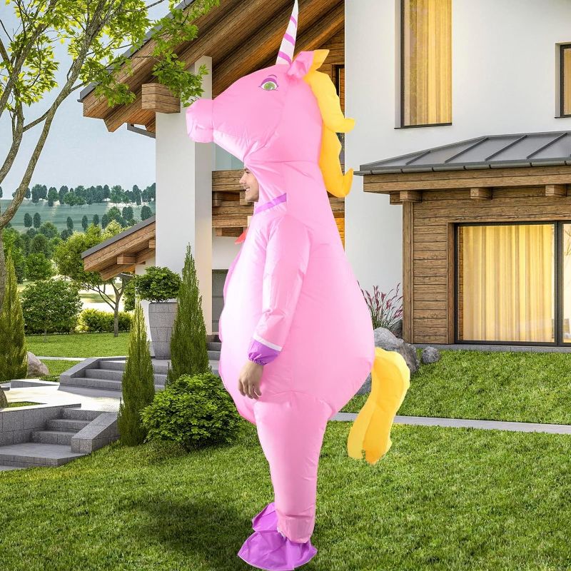 Photo 1 of HZGDEJTG Unicorn Inflatable Suit Pink Adult Style, Best Decoration for Party, Gathering, Holiday Celebration, Halloween and other festivals… Unicorn Adult Clothes Pink