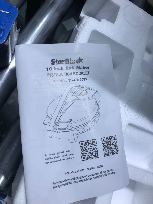 Photo 1 of 10inch Roti Maker by StarBlue with FREE Roti Warmer - The automatic Stainless Steel Non-Stick Electric machine to make Indian style Chapati, Tortilla, Roti AC 110V 50/60Hz 1200W SB-SW2093