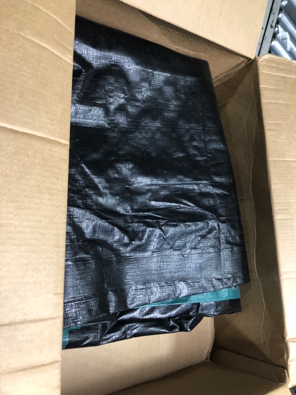 Photo 3 of 12'x12' Green/Black Heavy Duty Waterproof Full Size Tarp, Durable Poly Tarpaulin with Grommets&Reinforced Edges, UV Resistant Tarp Cover for Vehicle/Pool Cover/Boat/Tent/Construction site