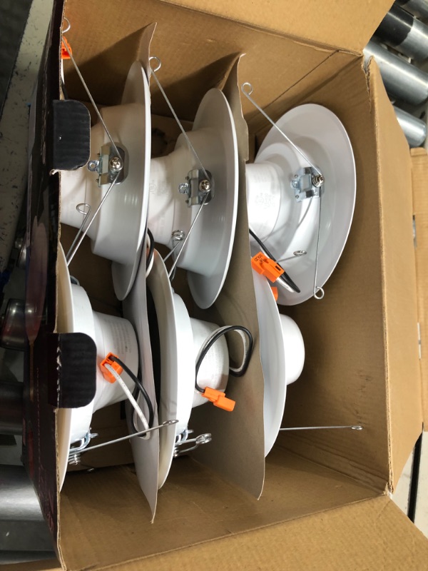 Photo 3 of **USED** Feit Electric LEDR56B/950CA/MP/6 5/6 inch LED Recessed Downlight, Baffle Trim, Dimmable, 75W Equivalent 10.2W, 925 LM Retrofit kit, 5-6 in 75 Watt, 5000K Day Light, 6 Count Daylight 6 Count (Pack of 1) LED