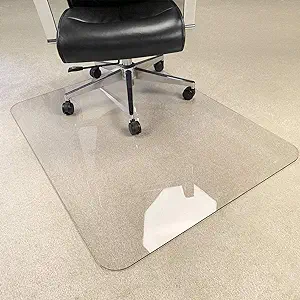 Photo 1 of PexFix Office Chair Mat for Carpet Tempered Glass Chair Mat for Carpet Desk Chair Mat Floor Mat for Office Chair On Carpet Mat for Office Chair On Carpet (36" x 36" x 1/4", Grey) (A-GE10013-USAM021)
