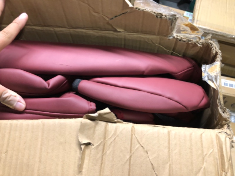 Photo 3 of **MISSING PASSENGER SEAT COVER** RuiYue Carry Fit Tesla Model Y Car Seat Cover, Nappa Leather Seats Protector, Full Surround OEM Style Customized Interior Accessories for 2019 2020 2021 2022 2023 (Wine Red) Wine Red Model Y ( Full Surround )