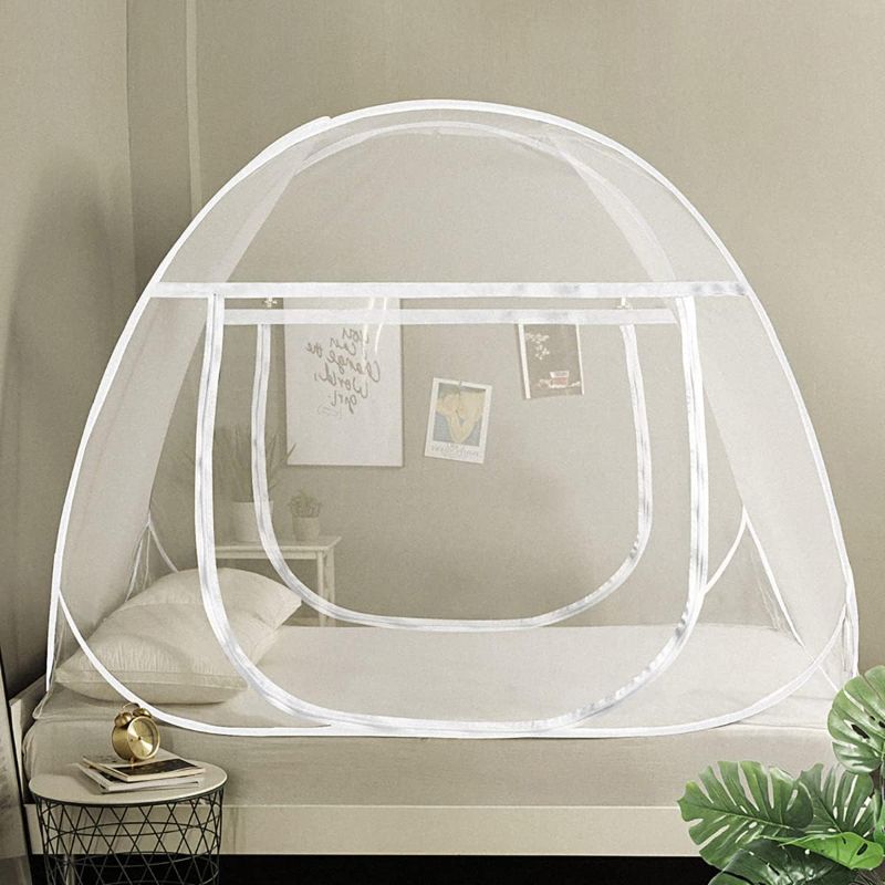 Photo 1 of AMMER Pop Up Mosquito Net Tent for Beds, Portable Foldable Mosquito Netting Folding Design with Net Bottom,2 Entries,Suit for Twin to King Size Bed 