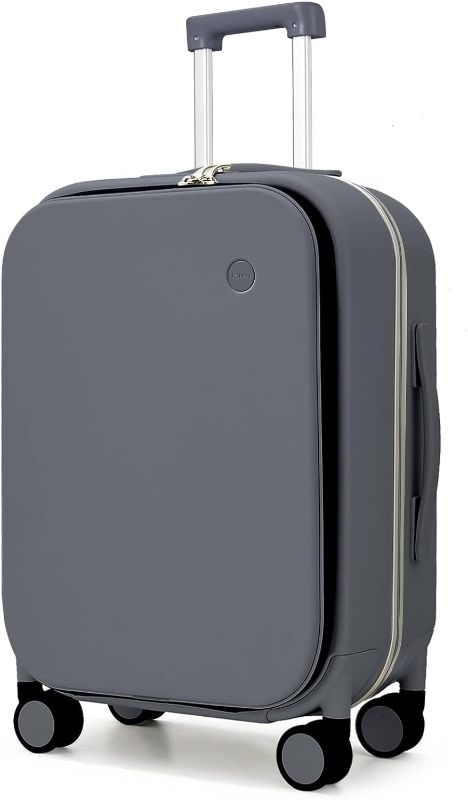 Photo 1 of Luggage Suitcase with Spinner Wheels, 24'' Checked Travel Luggage Aluminum Frame PC Hardside with TSA Lock & Cover - Rock Gray