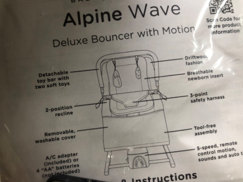 Photo 3 of Baby Delight Alpine Wave Deluxe Portable Bouncer | Automated Motion Baby Bouncer | Infants 0 – 6 Months | Driftwood Grey Deluxe, Driftwood Grey