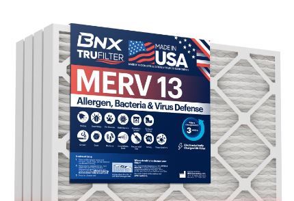 Photo 1 of ** USED 20 X 20 X 2 ** BNX TruFilter 20x20x2 Air Filter MERV 13 (4-Pack) - MADE IN USA - Electrostatic Pleated Air Conditioner HVAC AC Furnace Filters for Allergies, Pollen, Mold, Bacteria, Smoke, Allergen, MPR 1900 FPR 10 20x20x2 4-Pack