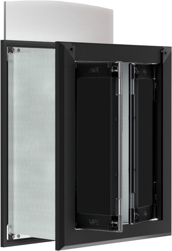 Photo 1 of ALUMANI Dog Door for Wall, Dog Door with Aluminum Frame, Telescoping Tunnel, Magnetic Flap Design and Two Sliding Lock Panels, Easy to Install for Interior and Exterior Walls, Medium,Black.