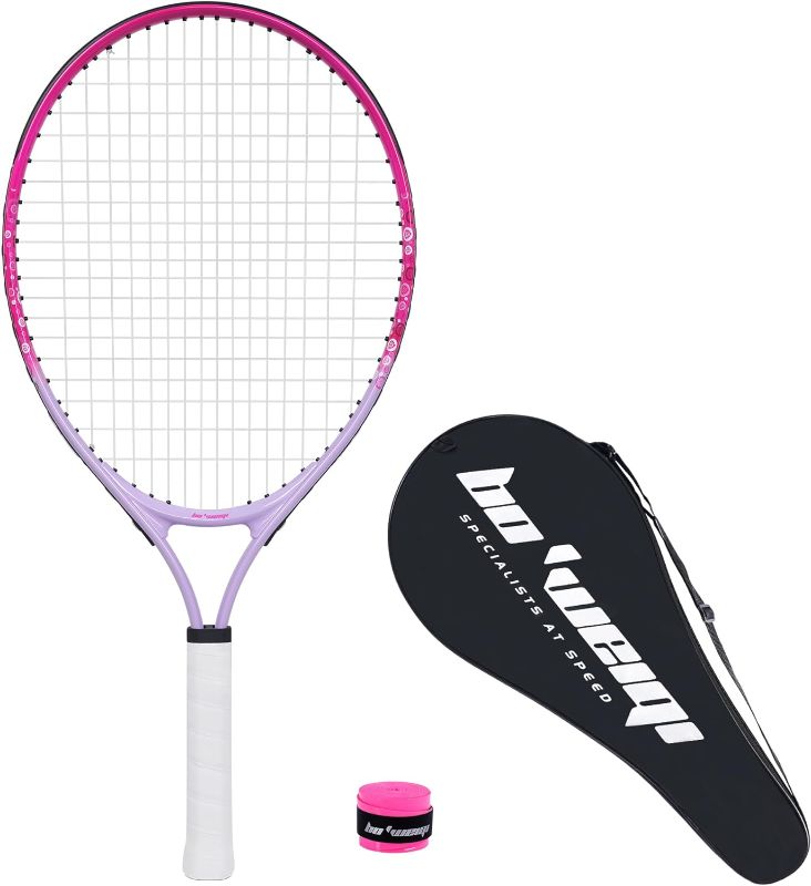 Photo 1 of 17"-25" Kids Tennis Racket for Aged 2-12, bo'weiqi Toddler Tennis Racket with Shoulder Strap Bag, Including 1 Tennis Racket and 1 Replacement Grip Tapes