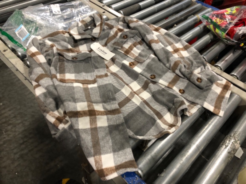 Photo 1 of lviefent wool blend plaid flannel z-grey size:medium