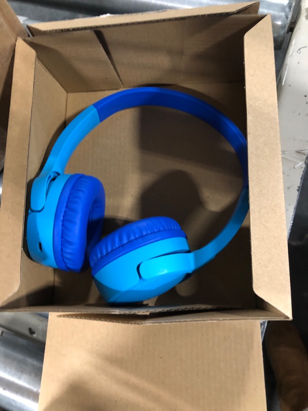 Photo 2 of Belkin SoundForm Mini - Wireless Bluetooth Headphones with Built in Microphone - Kids On-Ear Earphones for iPhone, Fire Tablet & More - Blue w/Case Wireless Headphones With Case Blue