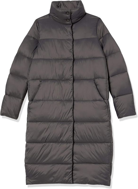 Photo 1 of Amazon Essentials Women's Lightweight Water-Resistant Longer Length Cocoon Puffer Coat Small Charcoal