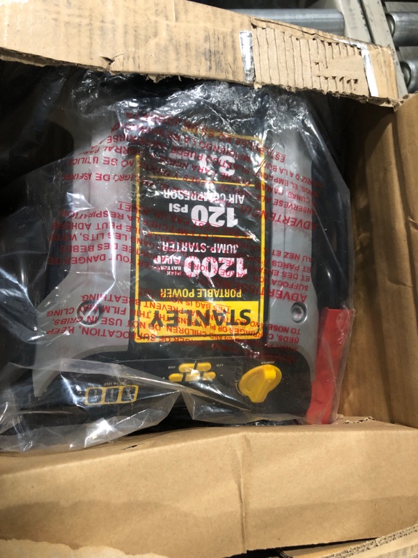 Photo 1 of STANLEY J5C09D Digital Portable Power Station Jump Starter: 1200 Peak/600 Instant Amps, 120 PSI Air Compressor, 3.1A USB Ports, Battery Clamps 1,200 Peak Amps ***Missing charger adapter 