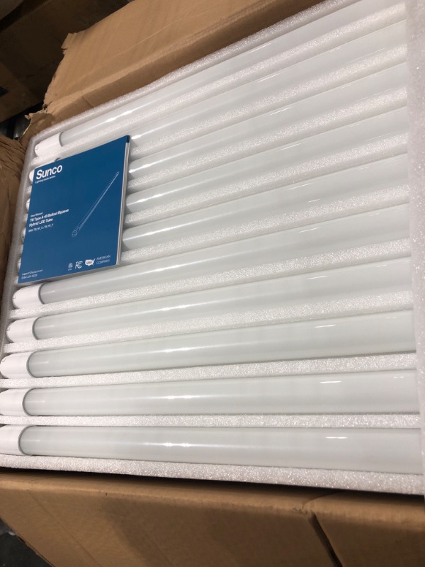 Photo 2 of Sunco 50 Pack T8 LED 4FT Light Bulbs, Hybrid Type A+B, Plug & Play/Ballast Bypass Fluorescent Replacement 5000K Daylight, 18W, Frosted Cover, Retrofit, Single/Double Ended Power, Commercial Grade UL 5000k Frosted Daylight