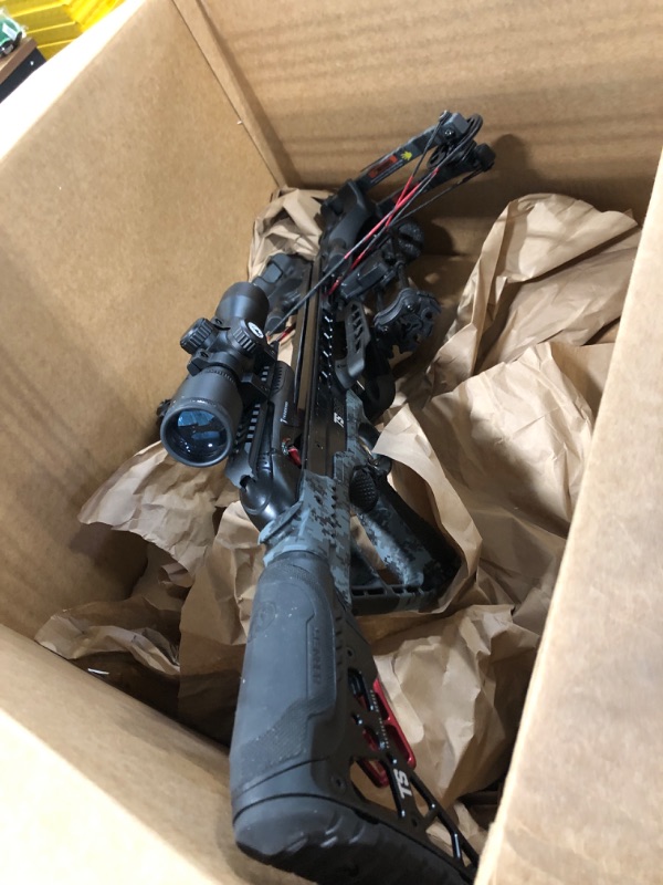 Photo 1 of Barnett TS380 High-Speed Crossbow, with Anti-Dry Fire Trigger, 4x32mm Multi-Reticle Scope, 2 Arrows, Lightweight Quiver with Crank Device