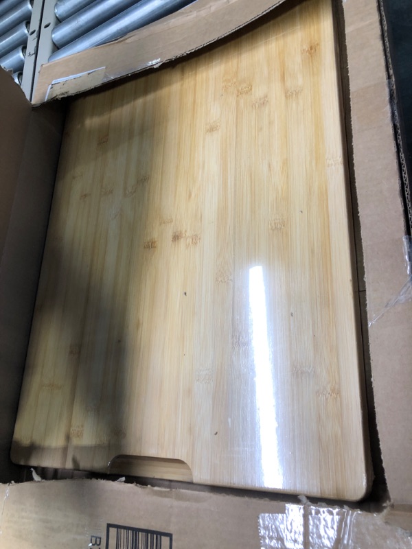 Photo 1 of 25.5 x 19 Inch Bamboo Cutting Boards for Kitchen, Large Cutting Board 1.5 Inch Thick, Butcher Block Chopping Board Carving Board with Inner Handle Juice Groove for Turkey Meat Vegetables Cheese Fruit