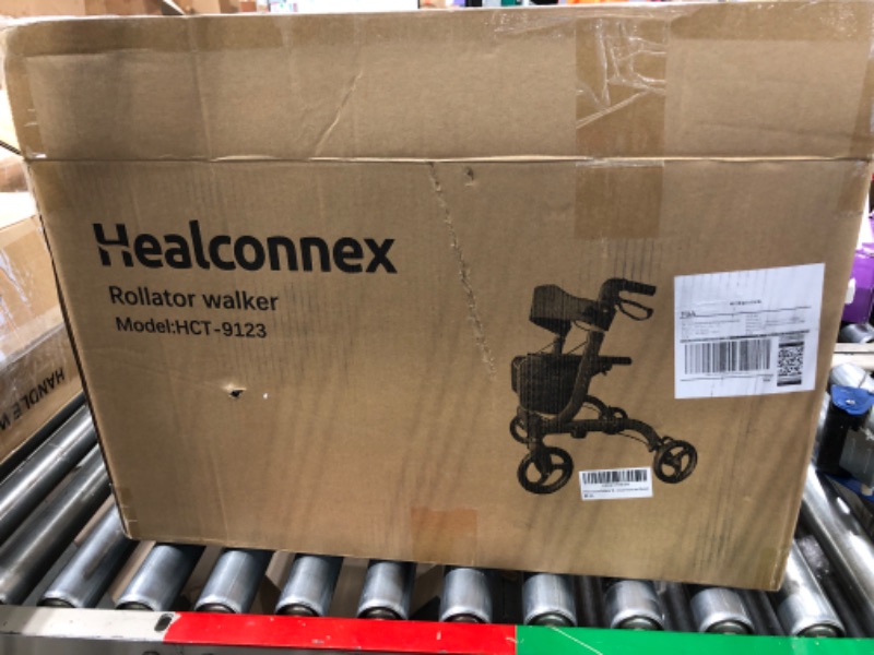 Photo 2 of Healconnex Rollator Walkers for Seniors-Folding Rollator Walker with Seat and Four 8-inch Wheels-Medical Rollator Walker with Comfort Handles and Thick Backrest-Lightweight Aluminium Frame Red
