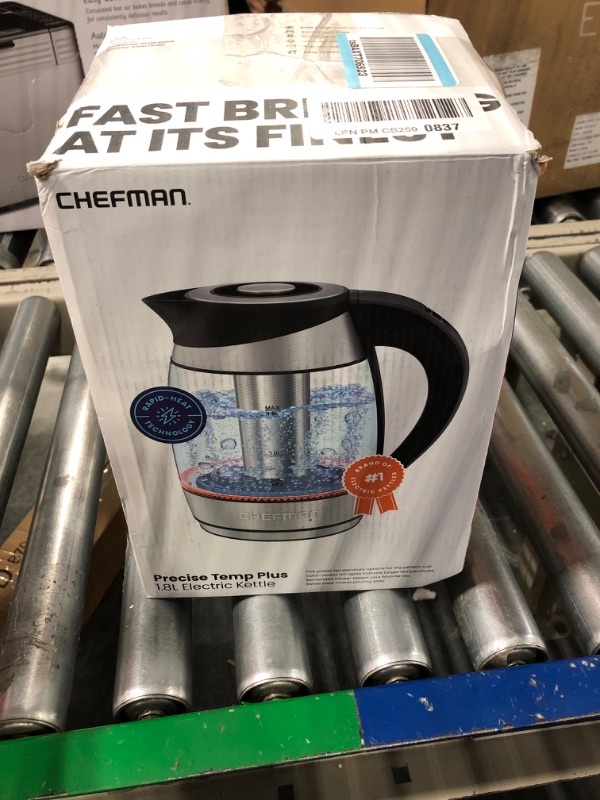 Photo 2 of ***Open Box***Chefman Electric Kettle w/Temperature Control, Removable Tea Infuser, 5 Presets LED Indicator Lights, 360° Swivel Base, BPA Free, Stainless Steel, 1.8 Liters Temperature Control Stainless