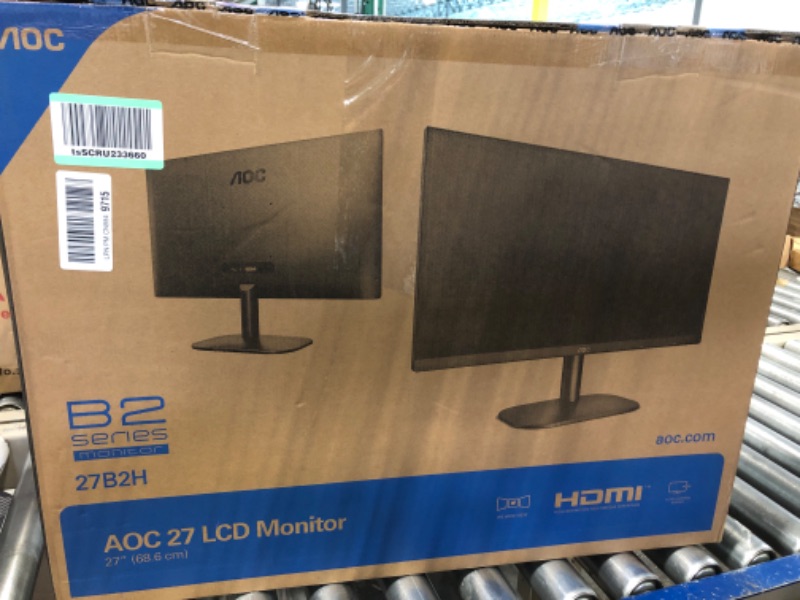 Photo 2 of *** Factory Sealed***AOC 27B2H 27" Full HD IPS Monitor, 3-Sided Frameless & Ultra Slim Design, HDMI and VGA inputs, Lowblue Mode, VESA compatible,Black 27" FHD with VESA mounting