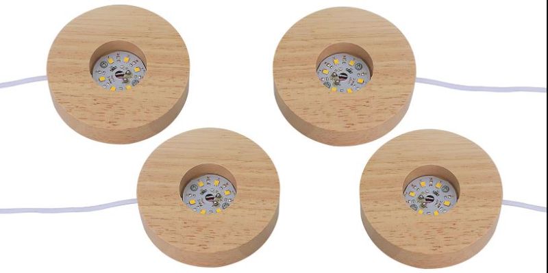 Photo 1 of  4PCS LED Lights Display Bases for Resin Mold,3.14 Inch 7 Colored Round Display Pedestals, Crystal Wooden Lighted Base Stand for Acrylic, 3D Crystal, Night Light, Glass Resin Art

