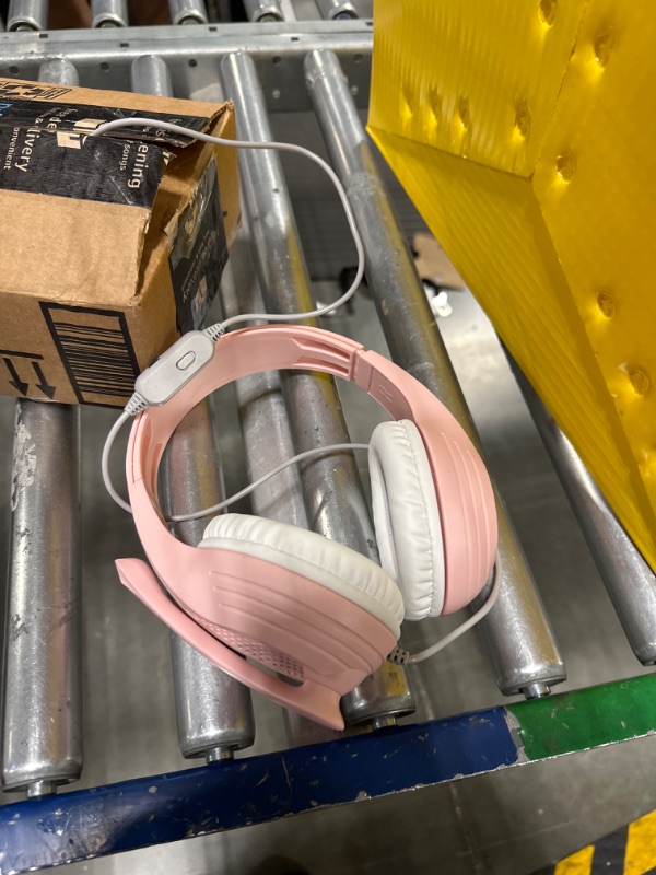 Photo 1 of Gaming Headset for PS5,PS4,Xbox,PC, Kids Headphones with Mic for School Supplies,Pink Headphones Wired for Girls,Headset for Nintendo Switch,Pink Headset (Pink)

