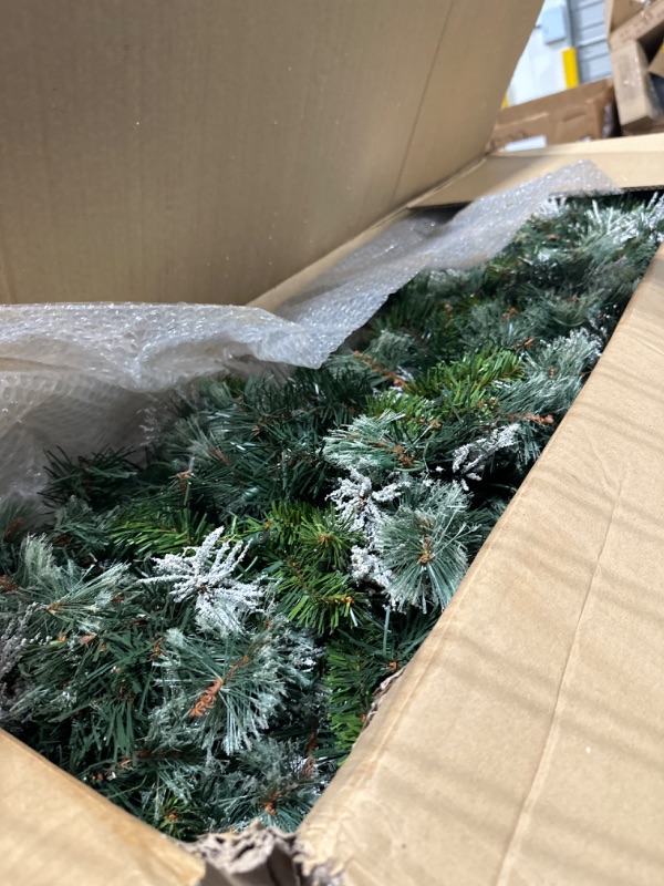 Photo 3 of ***DECORATION ONLY*** National Tree Company Pre-Lit Artificial Christmas Wreath, Green, Wintry Pine, White Lights, Decorated with Pine Cones, Berry Clusters, Frosted Branches, Christmas Collection, 60 Inches 60 in Wreath