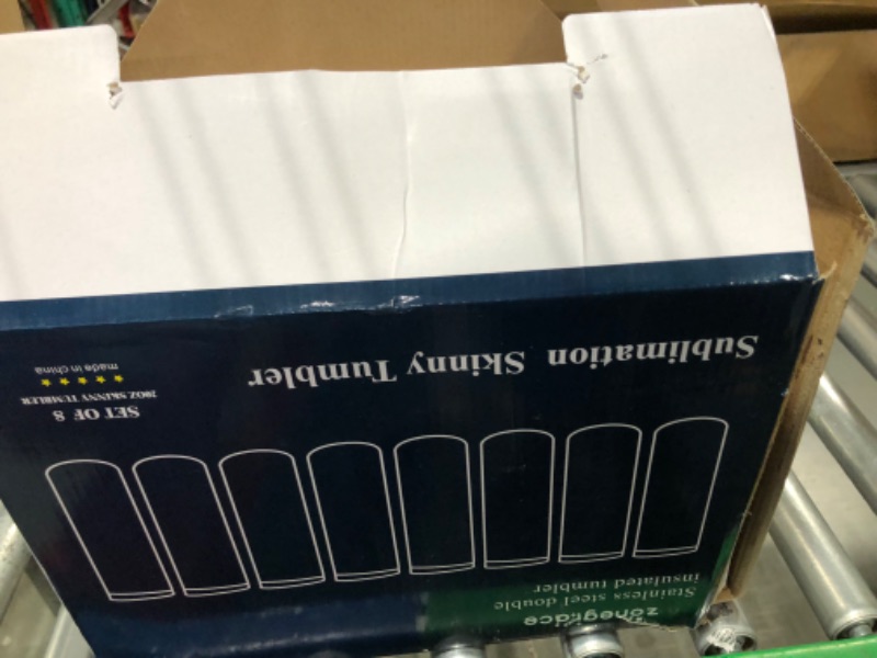 Photo 1 of 8 Pack Sublimation Tumblers bulk 20 oz Skinny,Stainless Steel Double Wall Insulated Straight Sublimation Tumbler Cups Blank White with Lid, Straw, Individually Boxed,Polymer Coating for Heat Transfer