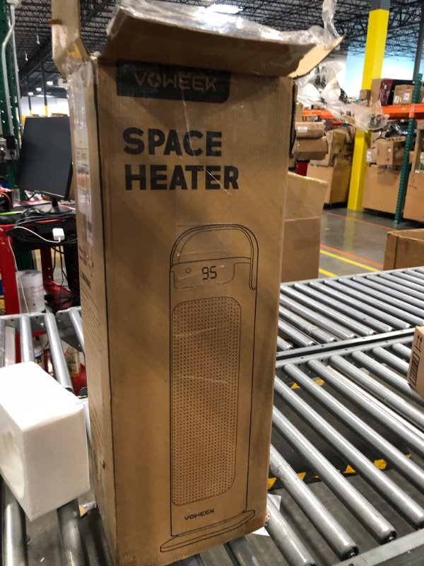 Photo 2 of 24" Space Heater, Voweek 1500W PTC Fast Heating Ceramic Heater for Office, Large Room, Indoor Use, Bedroom, Electric Heater with Thermostat, Remote, 3 Modes, ETL Certified, 12H Timer, 90° Oscillating Black