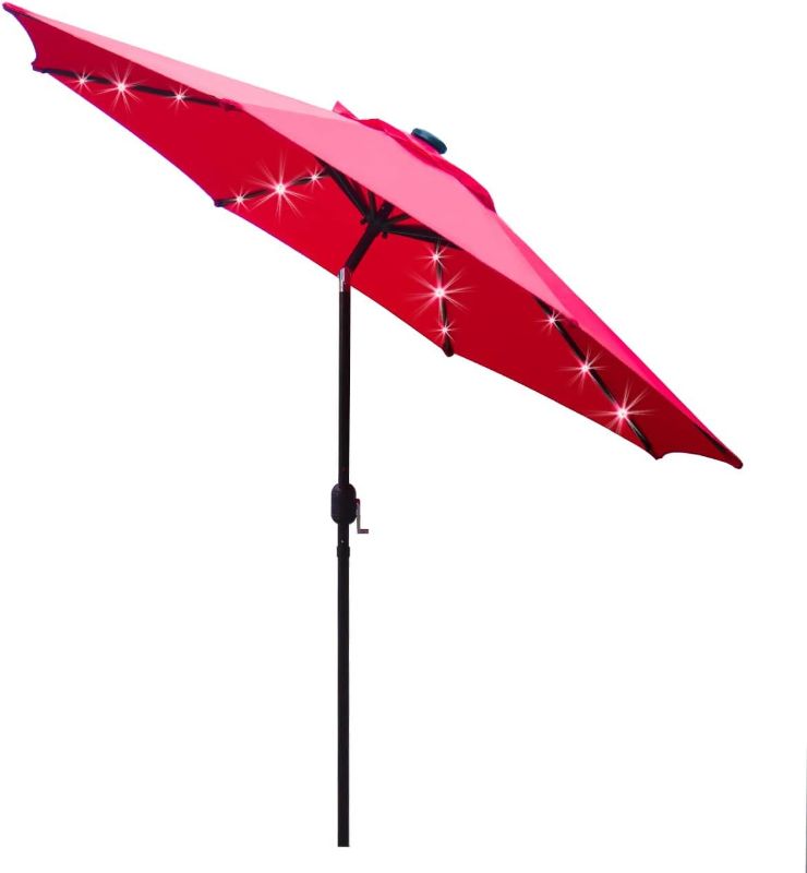 Photo 1 of 
Sunnyglade 9' Solar LED Lighted Patio Umbrella with 8 Ribs/Tilt Adjustment and Crank Lift System (Red)