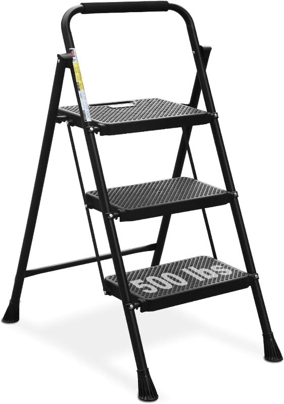 Photo 1 of 
HBTower 3 Step Ladder, Folding Step Stool with Wide Anti-Slip Pedal, 500lbs Sturdy Steel.