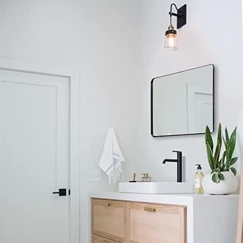 Photo 1 of **USED** ANDY STAR Wall Mirror for Bathroom, 20”x28” Black Bathroom Mirror, Rounded Rectangle Mirror in Premium Stainless Steel Metal Frame Hangs Horizontal Or Vertical