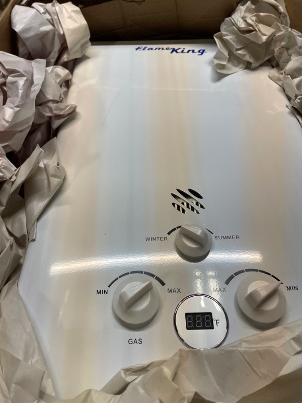 Photo 1 of Flame King Tankless Outdoor Portable Propane Gas 10L 2.64GPM Water Heater 68,000 BTU for Hot Water Shower, RV, Camping, Farm, Cabins