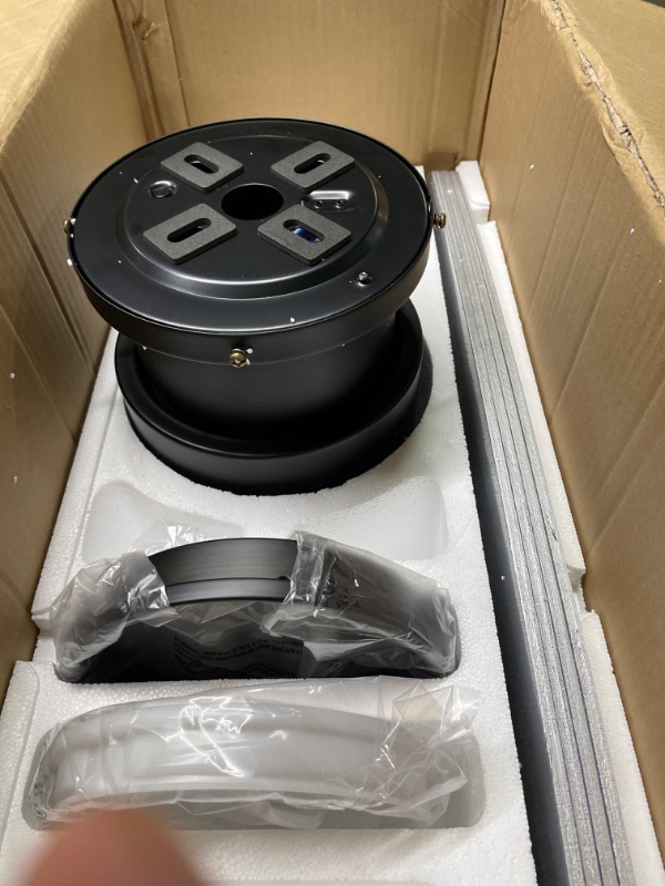 Photo 1 of WINGBO 44 Inch Flush Mount DC Ceiling Fan with Lights and Remote, 4 Reversible Blades, Ultra Quiet 6-Speed DC Motor, Hugger Low Profile Indoor Ceiling Fan, Brass Finish 44" ceiling fan with light Brass