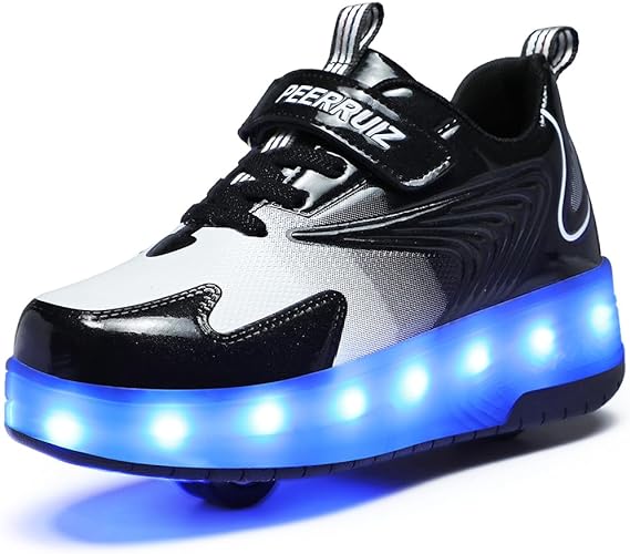 Photo 1 of HHSTS Kids Shoes - New Upgraded with Wheels LED Light Color Shoes Shiny Roller Skates Skate Shoes Simple Kids Gifts Boys Girls The Best Gift for Party Birthday Christmas Day 10in